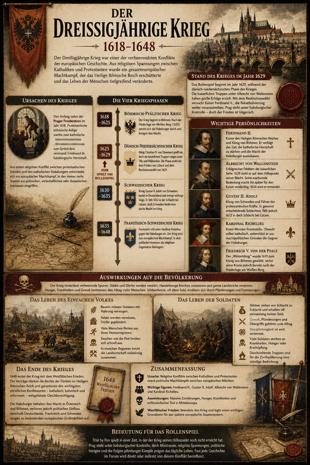 Infografik über den 30 Jährigen Krieg