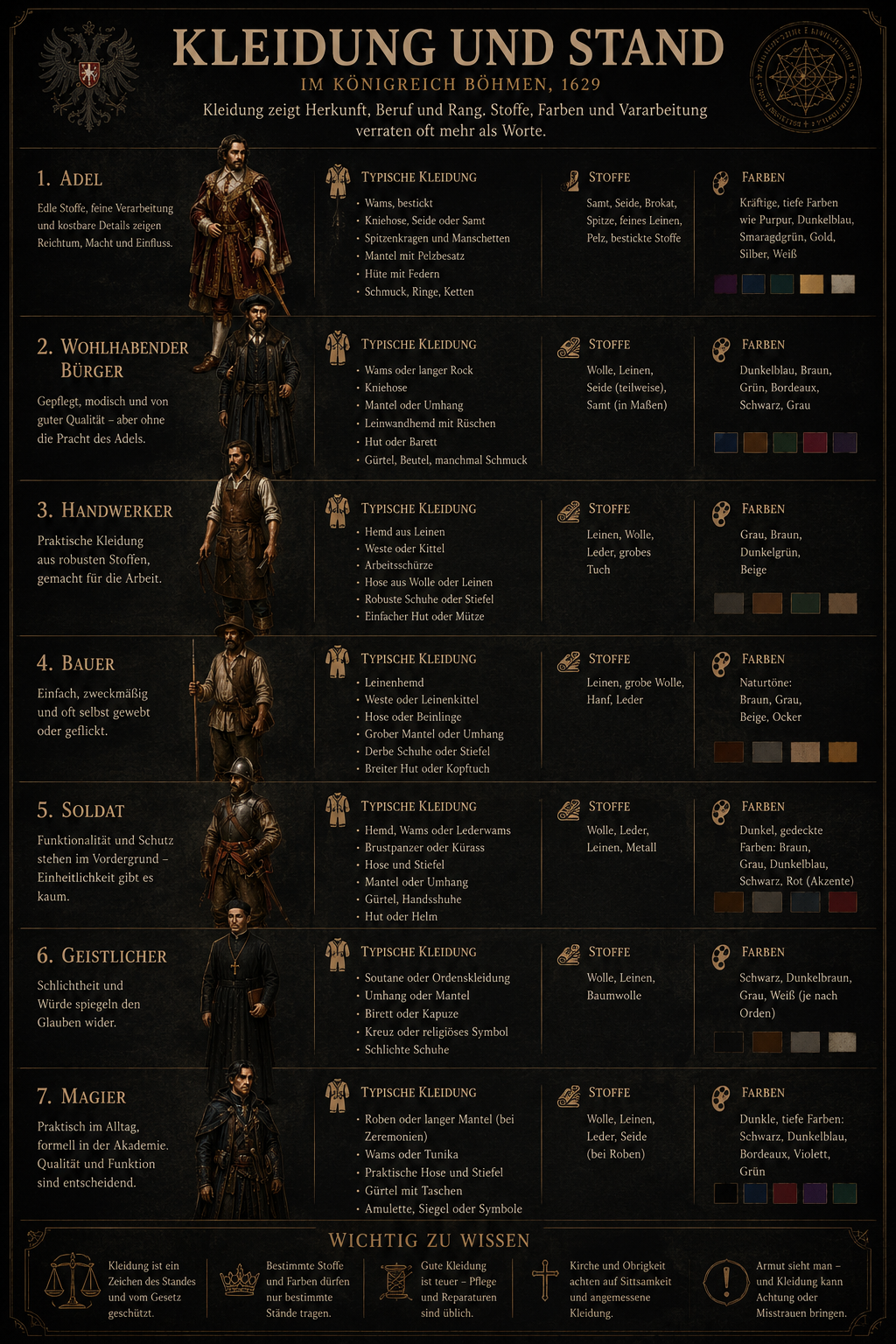 Infografik Kleidung und Stand