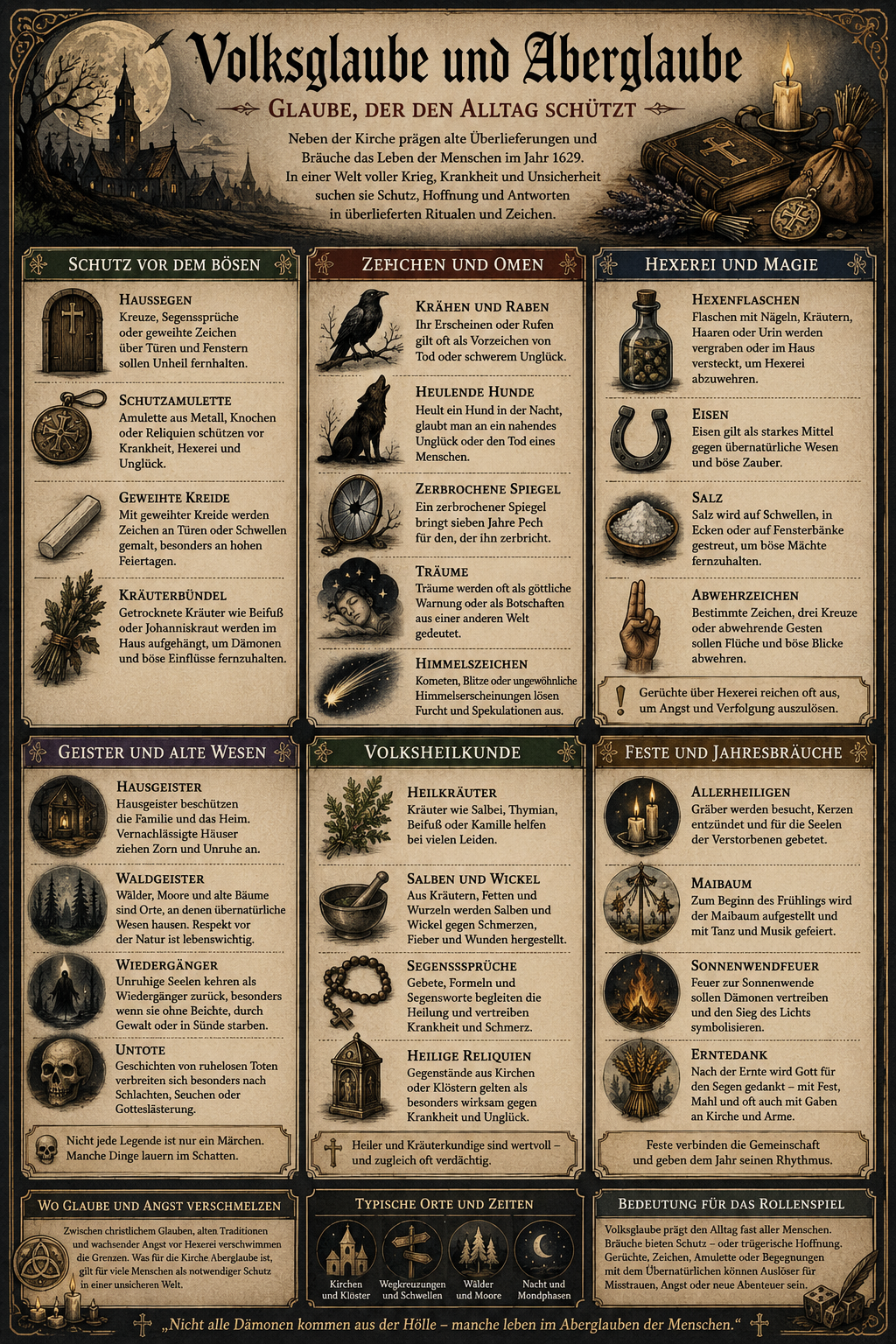 Infografik Volksglaube und Aberglaube 1629