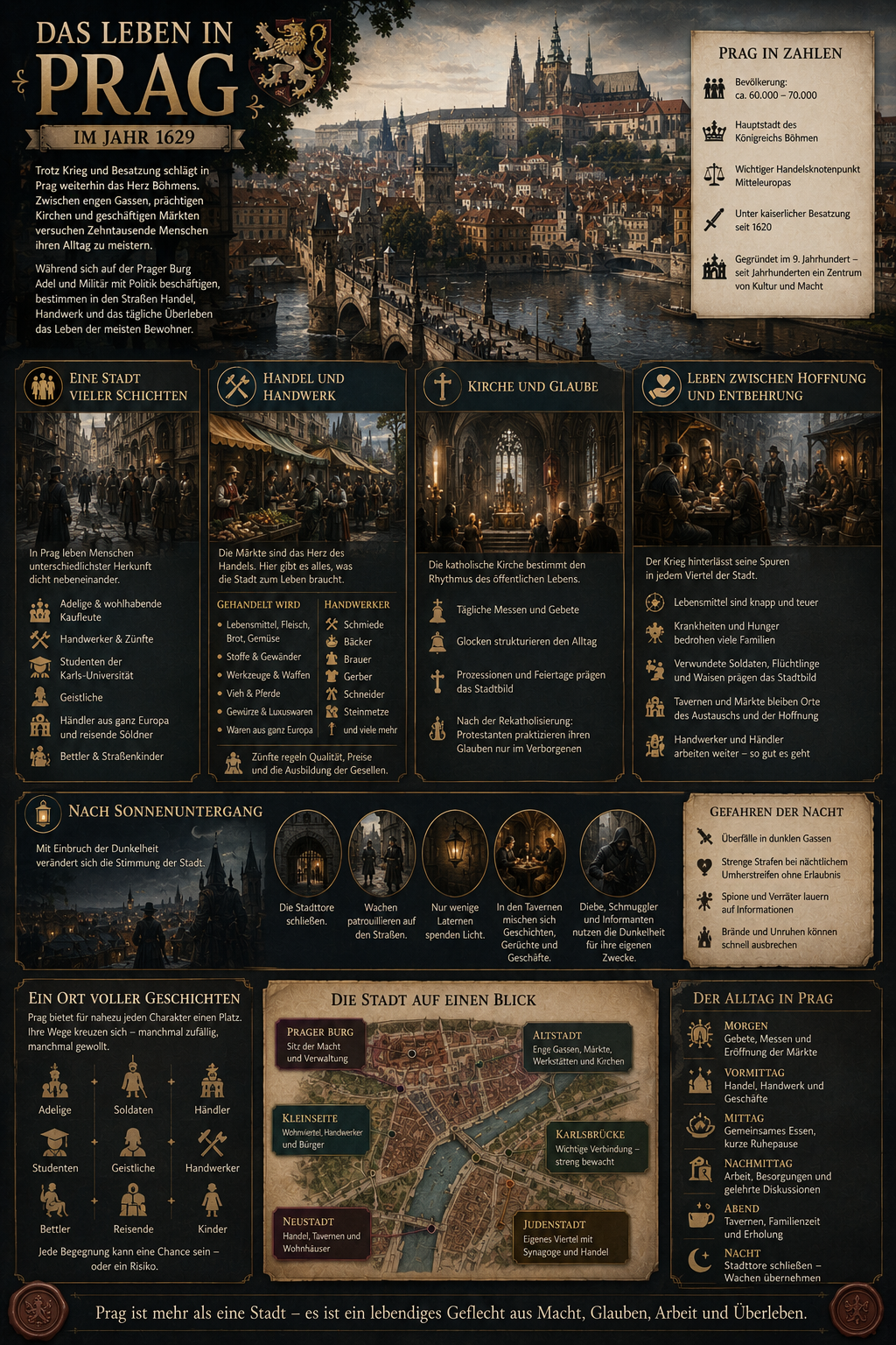 Infografik Leben in Prag 1629