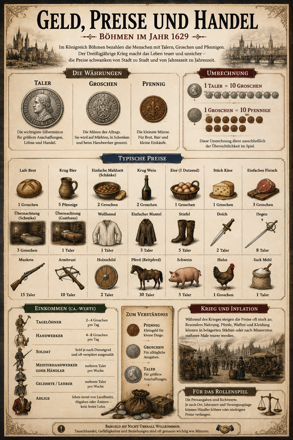 Infografik Geld, Preise und Handel